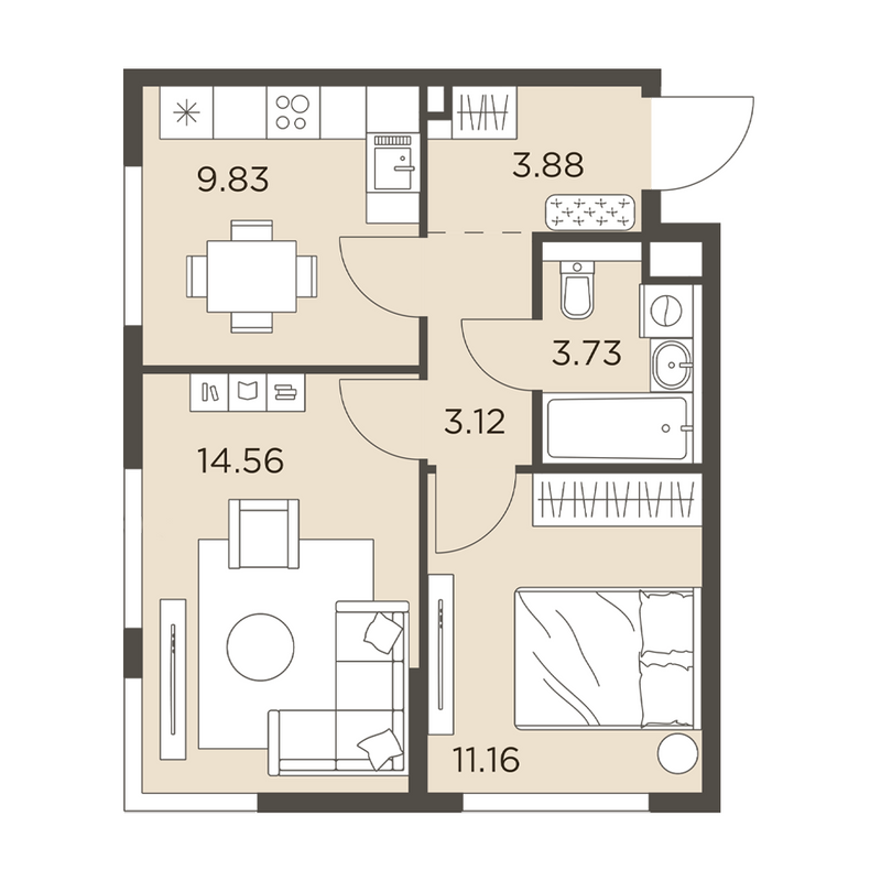 2 ккв 46,3 м²