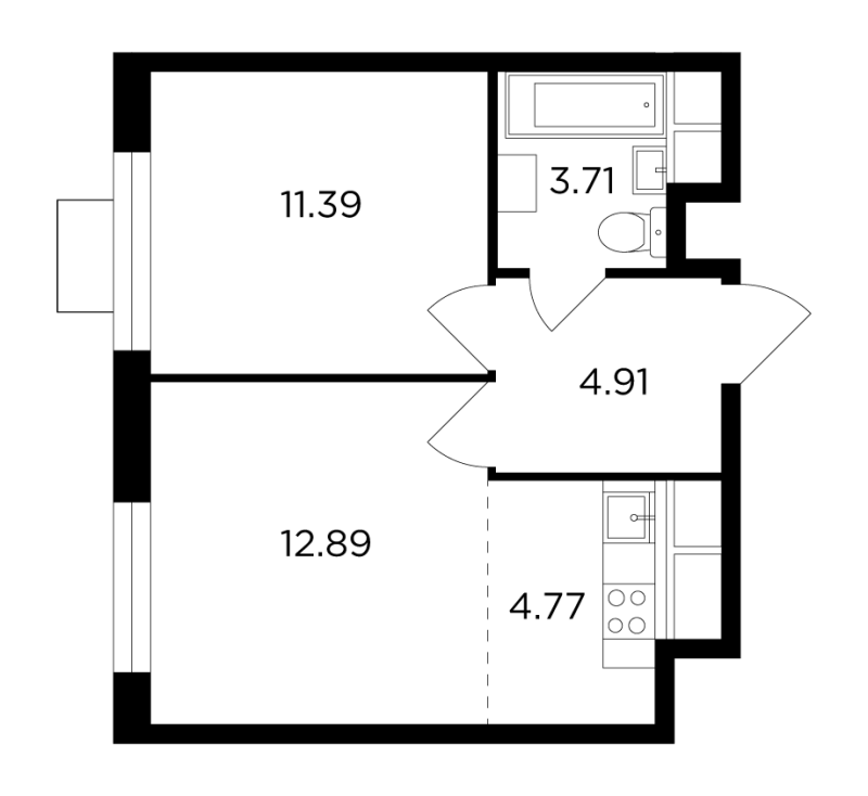 2 ккв (Евро) 37,4 м²