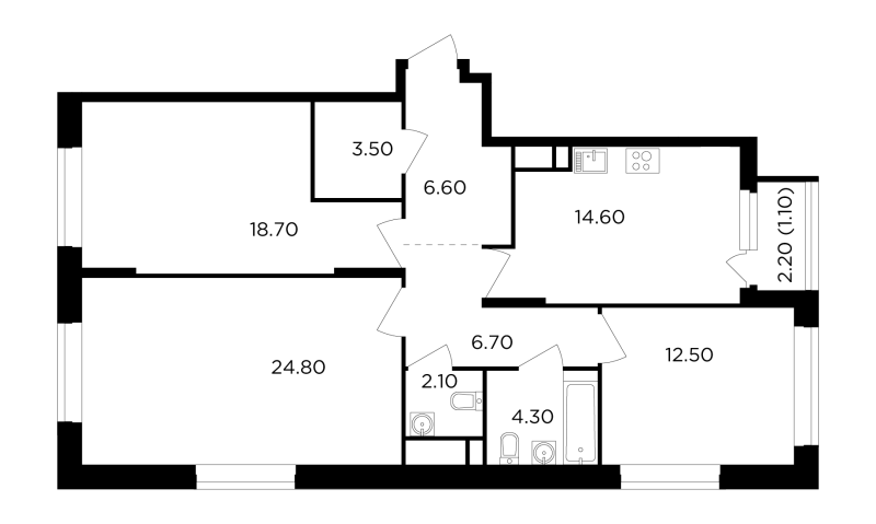 3 ккв 94,9 м²