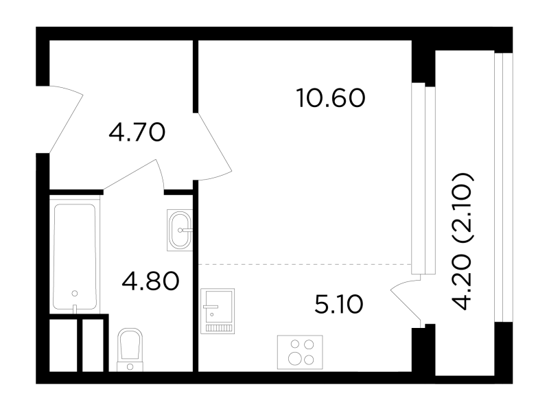 Студия 27,3 м²