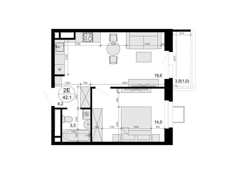 2 ккв (Евро) 43 м²