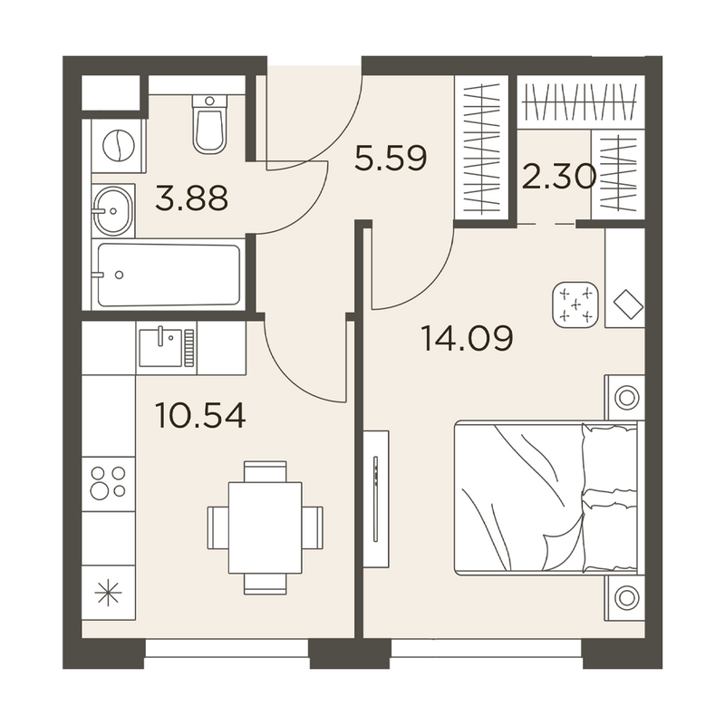 1 ккв 36,4 м²