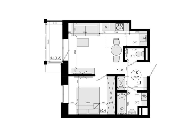 1 ккв 39,2 м²