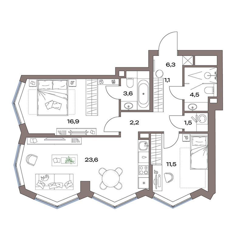 3 ккв (Евро) 71,2 м²