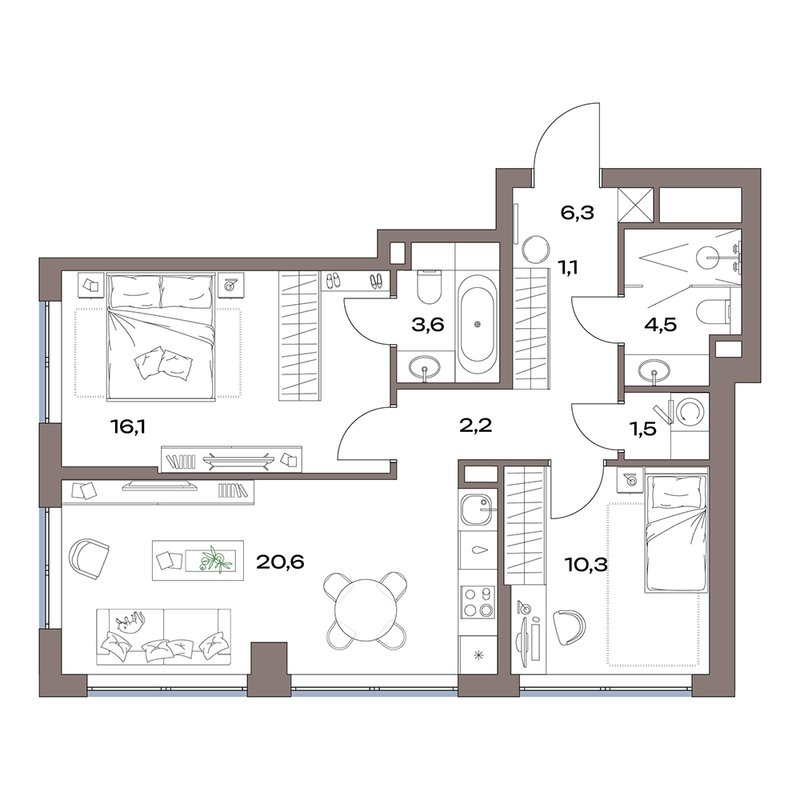 3 ккв (Евро) 67,7 м²