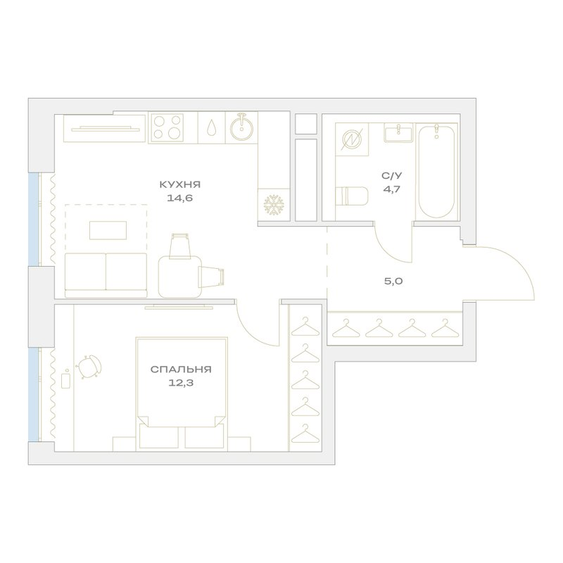 1 ккв 36,6 м²