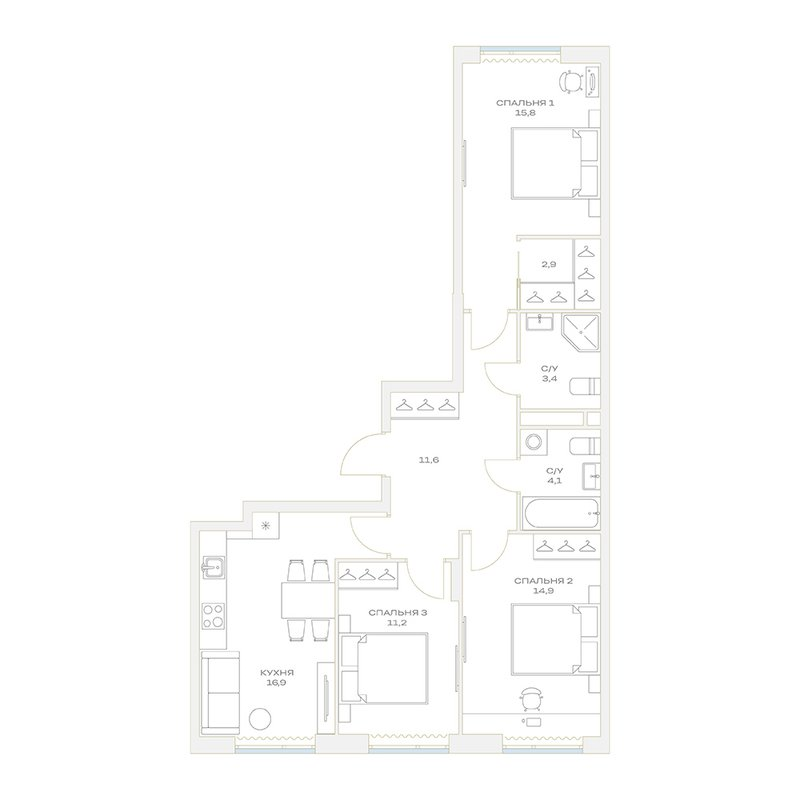 4 ккв (Евро) 80,8 м²