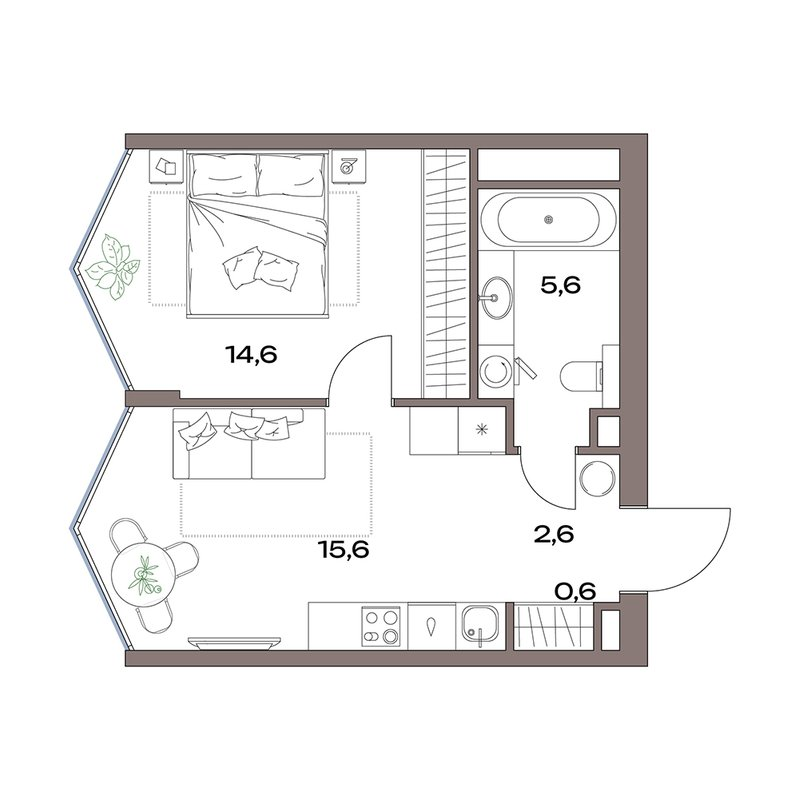 2 ккв (Евро) 39 м²