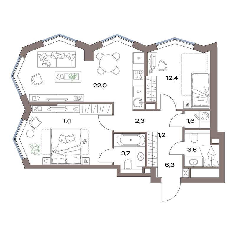 3 ккв (Евро) 70,2 м²