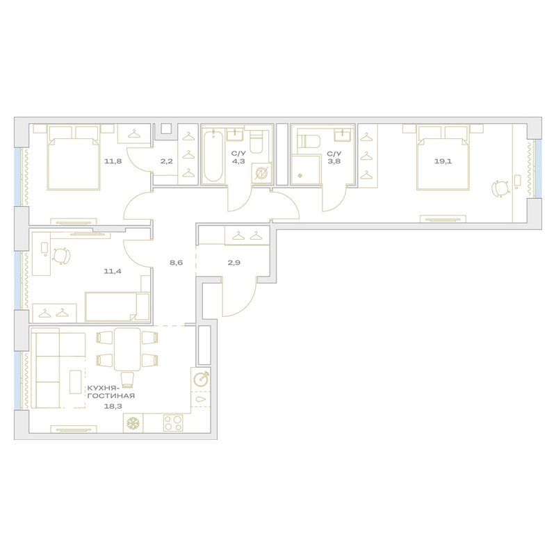 4 ккв (Евро) 82,4 м²