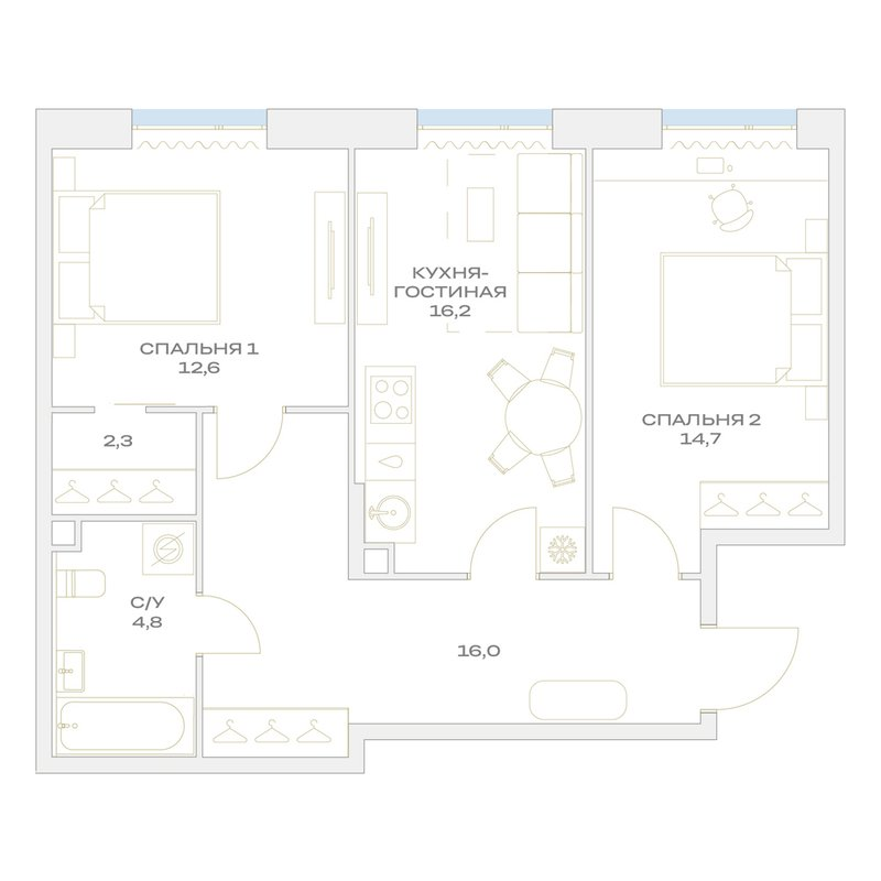 3 ккв (Евро) 66,6 м²