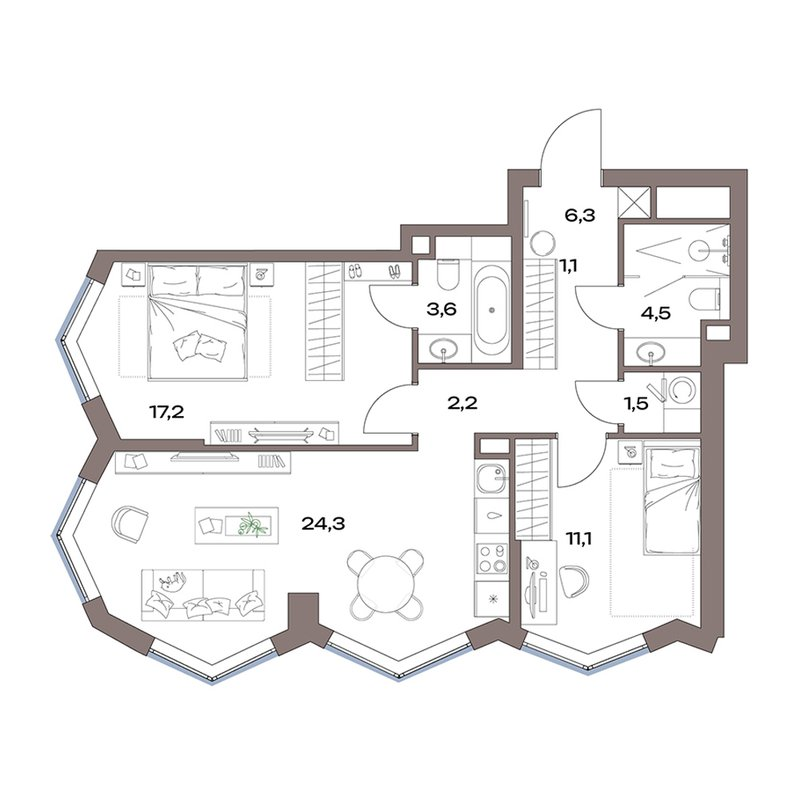 3 ккв (Евро) 71,8 м²
