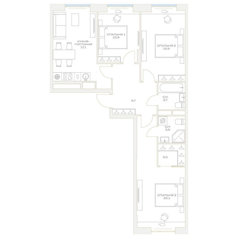 4 ккв (Евро) 84 м²