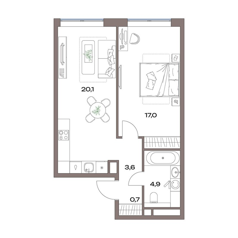 2 ккв (Евро) 46,3 м²