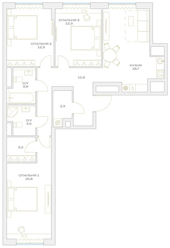 4 ккв (Евро) 84,6 м²