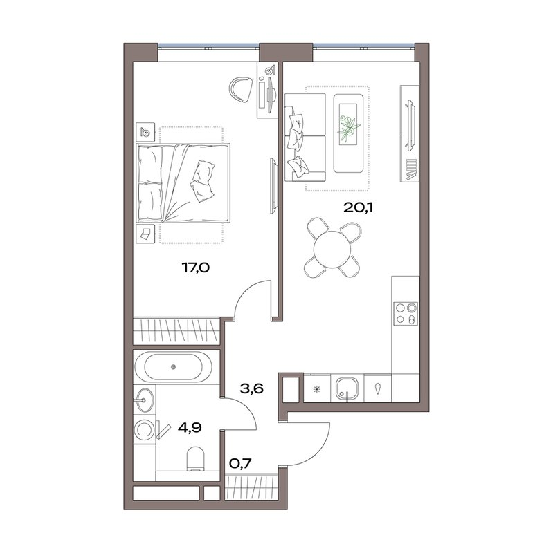 2 ккв (Евро) 46,3 м²