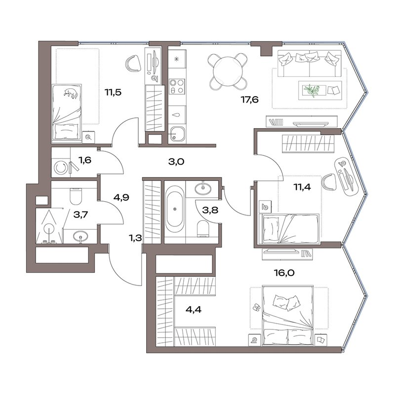 4 ккв (Евро) 79,2 м²