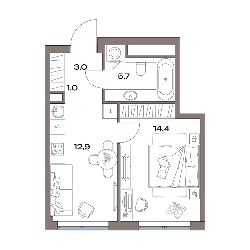 1 ккв 37 м²
