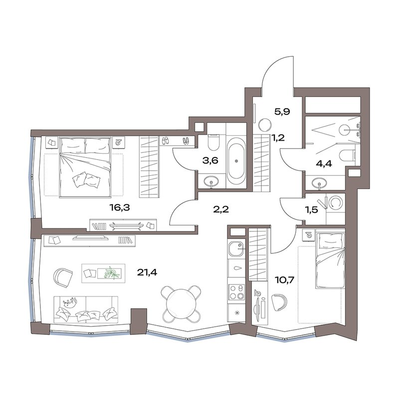 3 ккв (Евро) 67,2 м²