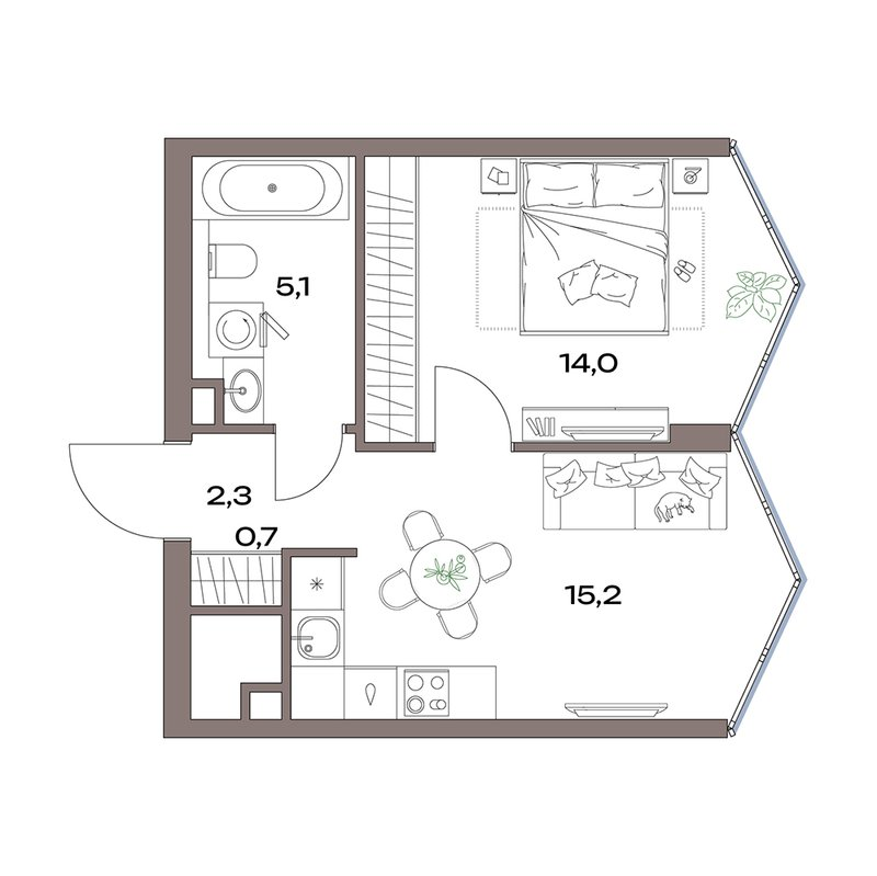 2 ккв (Евро) 37,3 м²