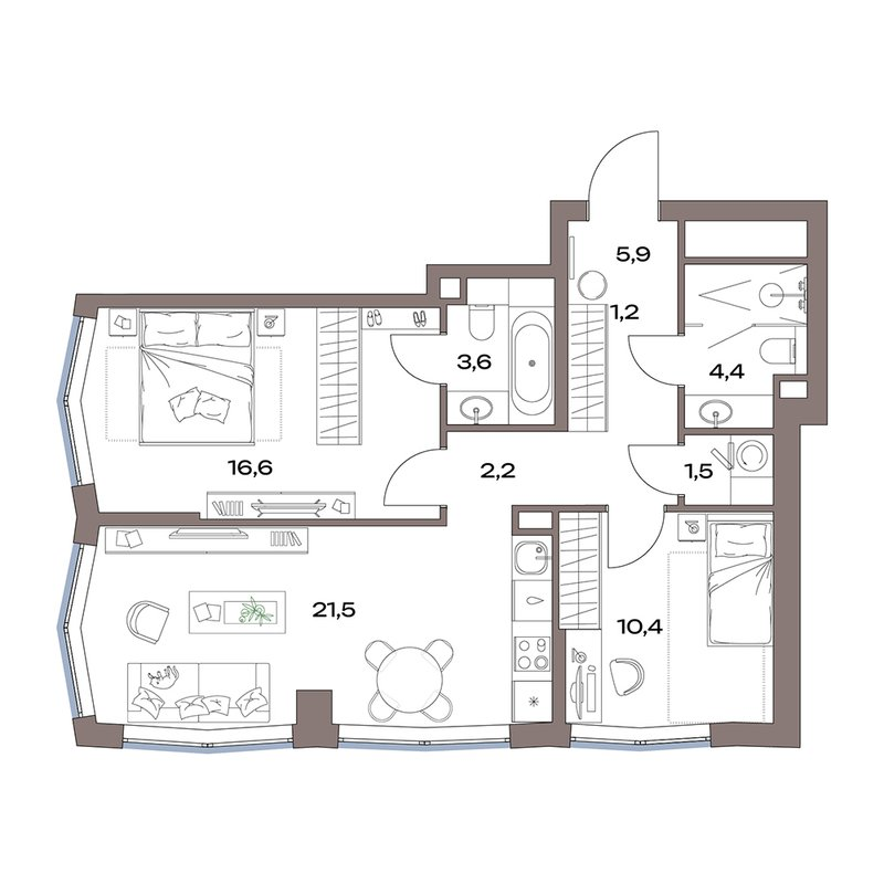 3 ккв (Евро) 67,3 м²