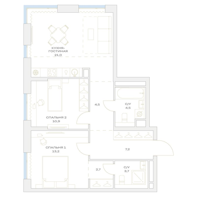 3 ккв (Евро) 67,7 м²