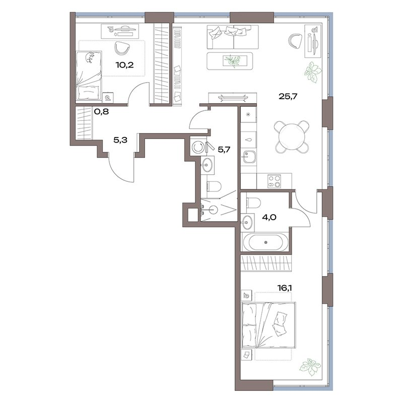 3 ккв (Евро) 67,8 м²