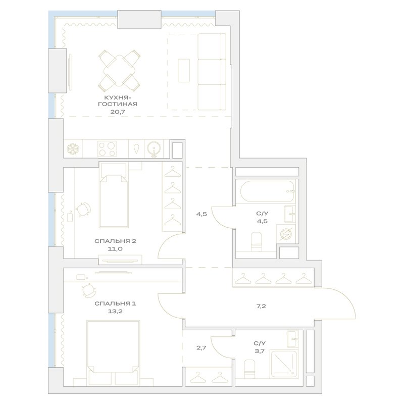 3 ккв (Евро) 67,5 м²