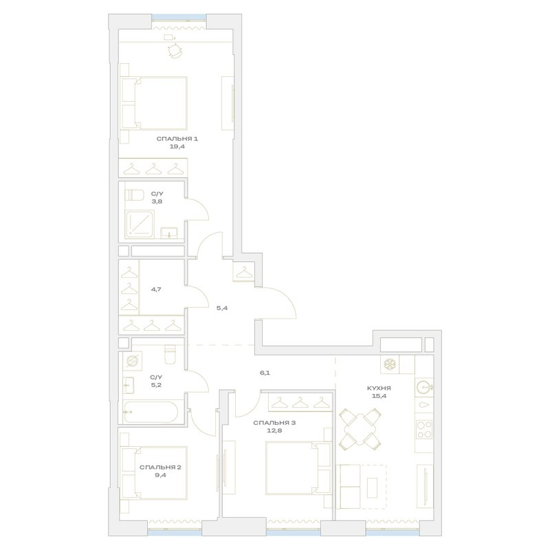 4 ккв (Евро) 82,2 м²