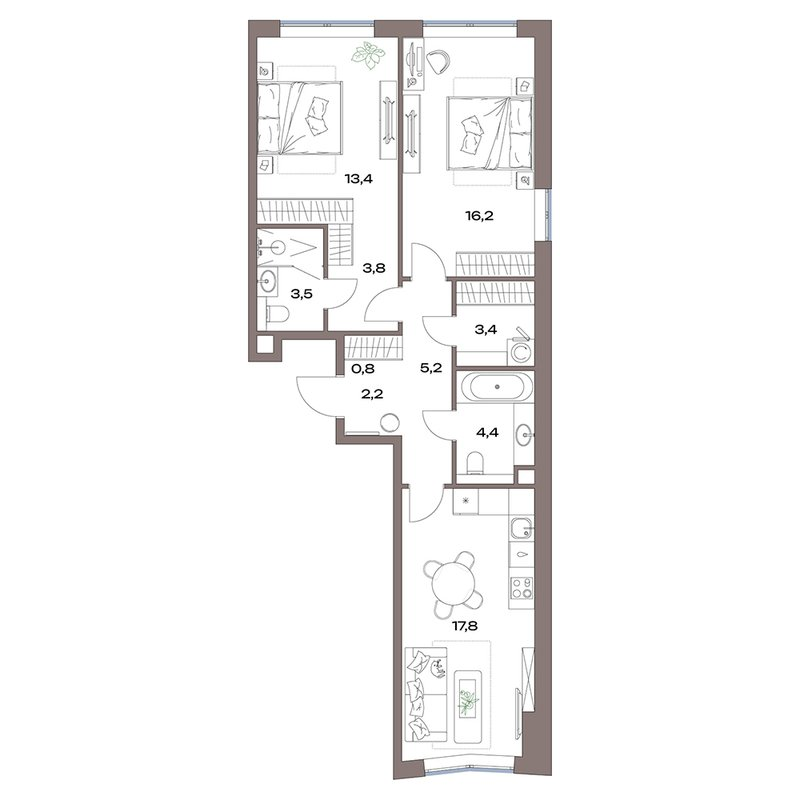 3 ккв (Евро) 70,7 м²