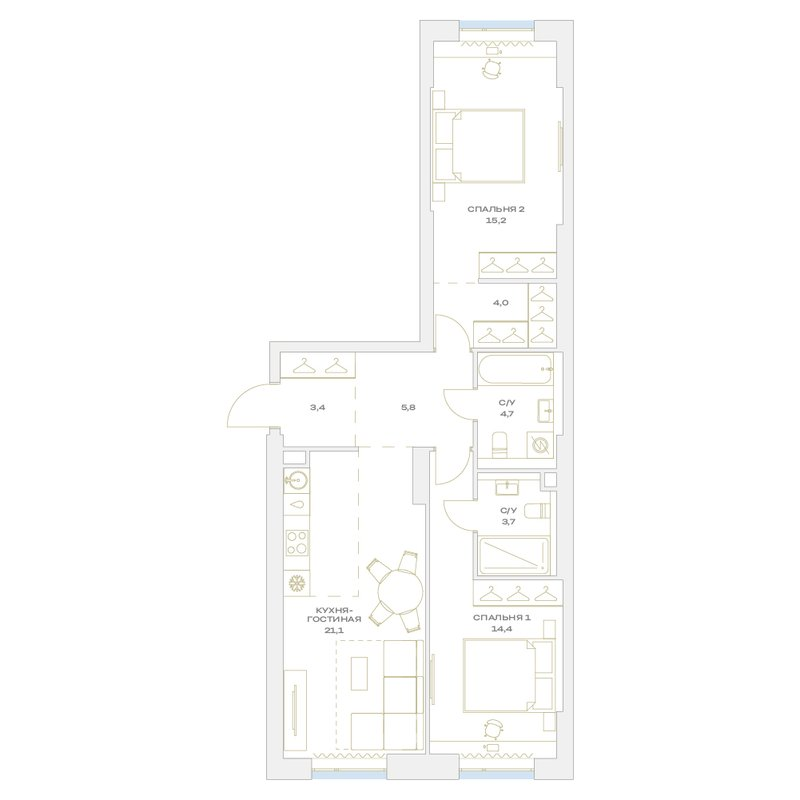3 ккв (Евро) 72,3 м²