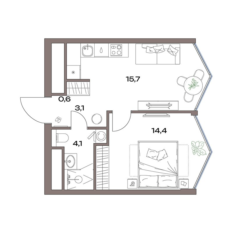 2 ккв (Евро) 37,9 м²