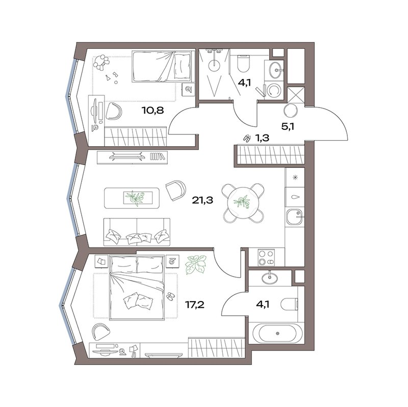 3 ккв (Евро) 63,9 м²