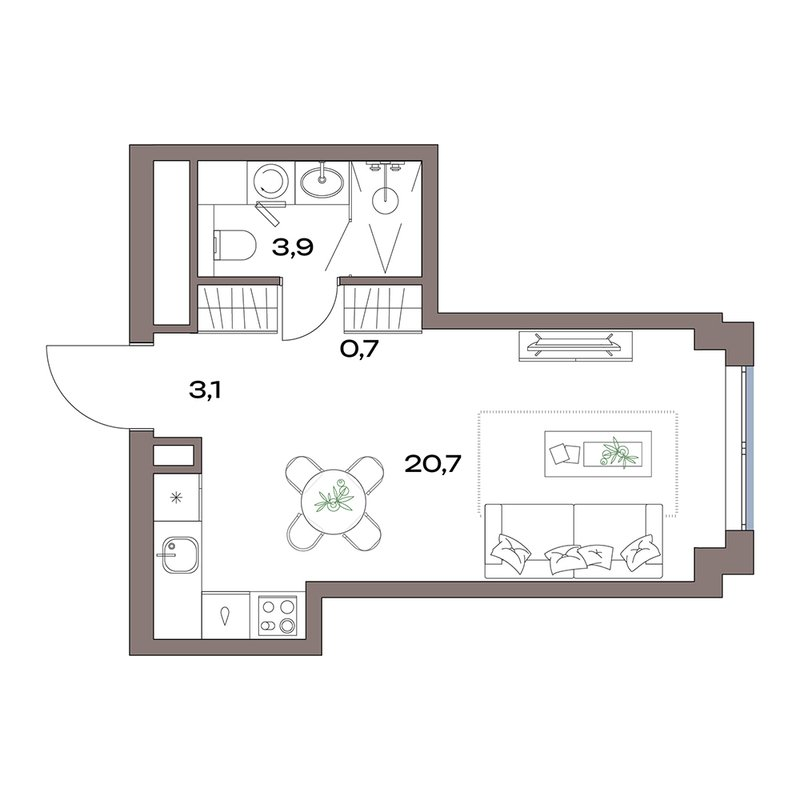 Студия 28,4 м²