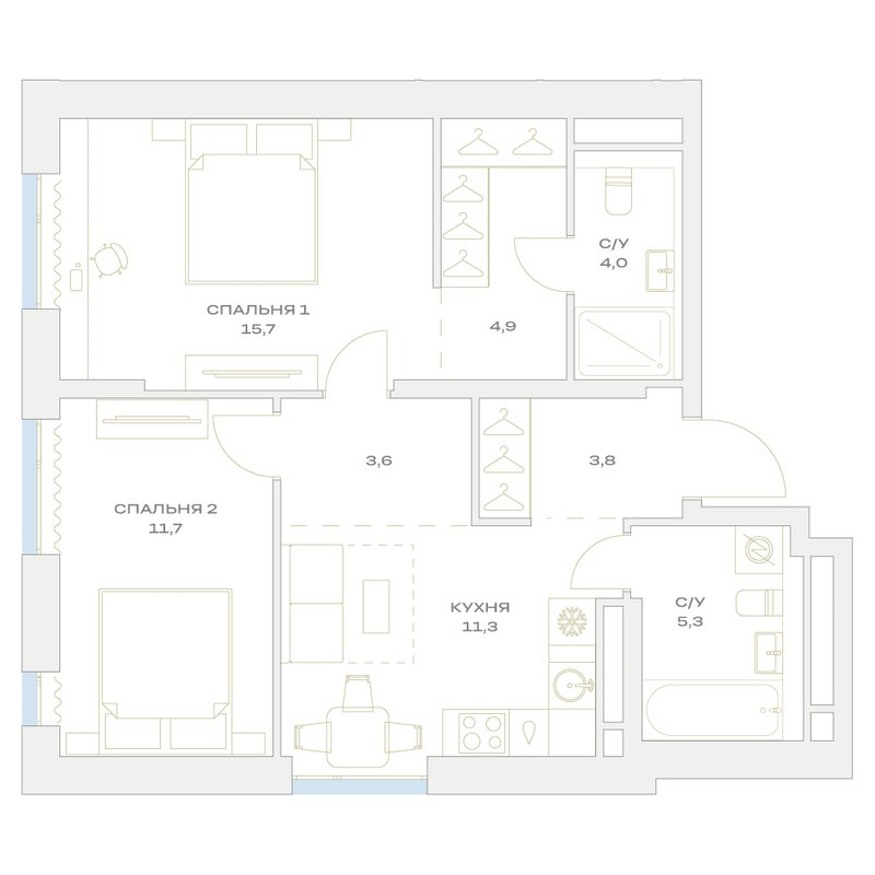 2 ккв 60,3 м²