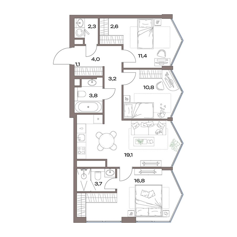 4 ккв (Евро) 79 м²
