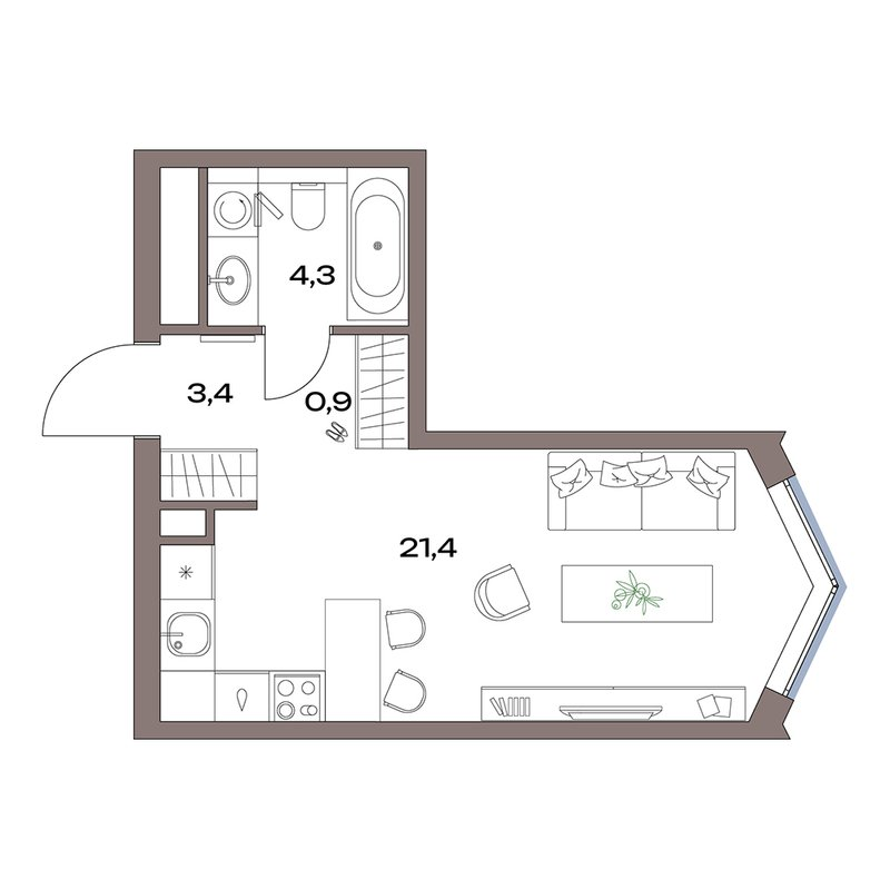 Студия 30 м²
