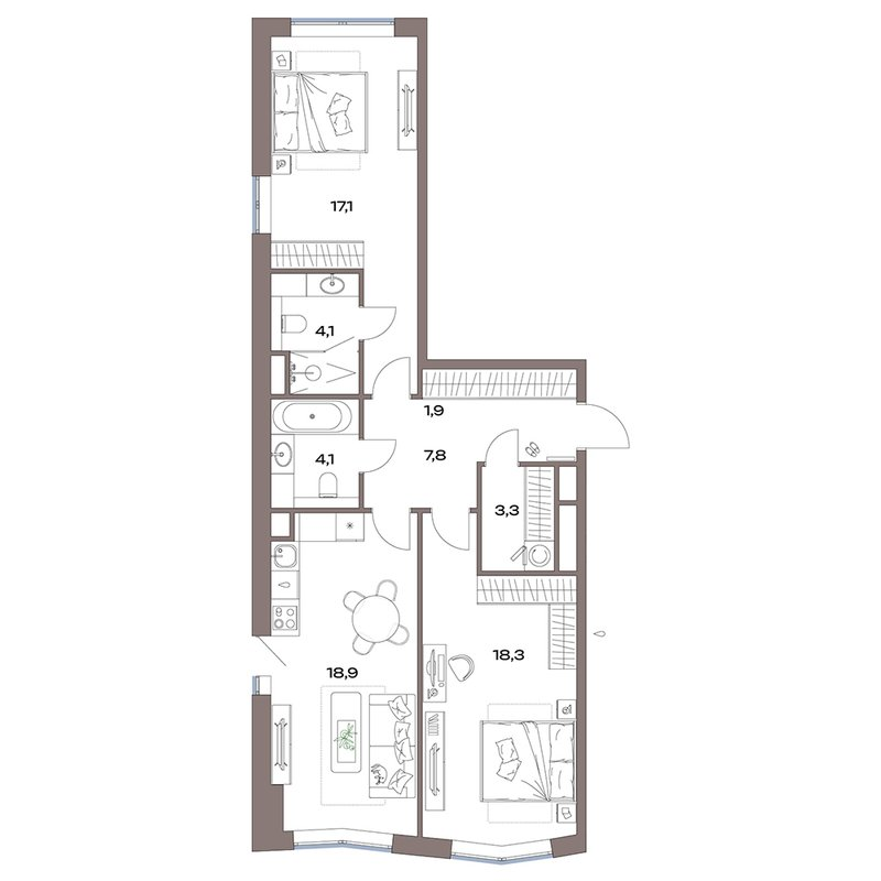 3 ккв (Евро) 75,5 м²