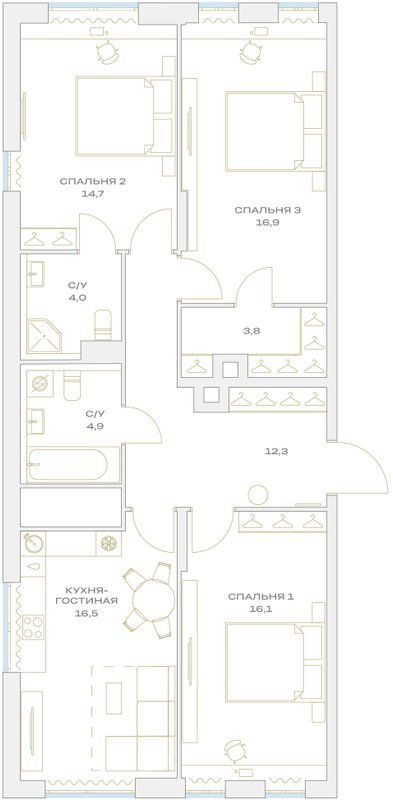 4 ккв (Евро) 89,2 м²