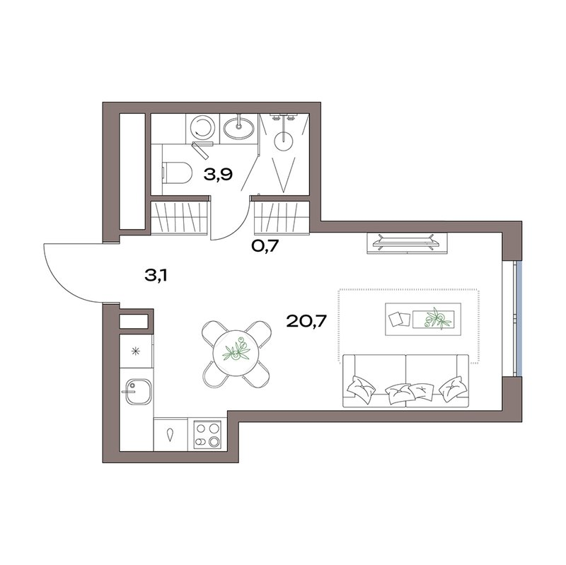 Студия 28,4 м²