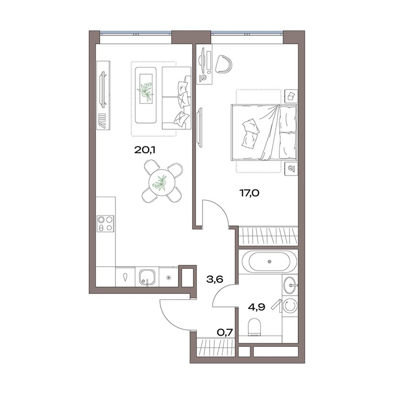 2 ккв (Евро) 46,3 м²