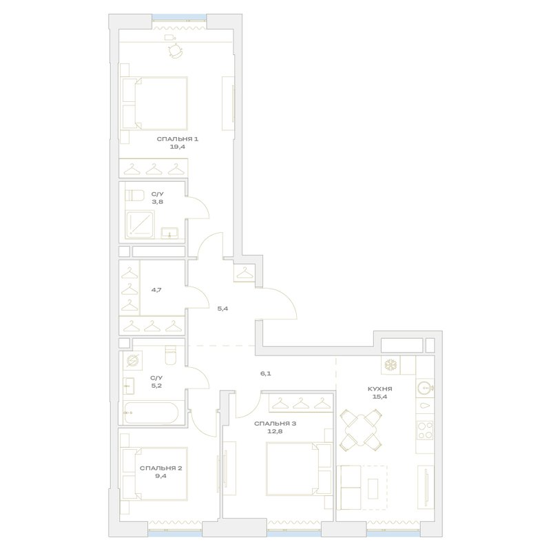 4 ккв (Евро) 82,2 м²