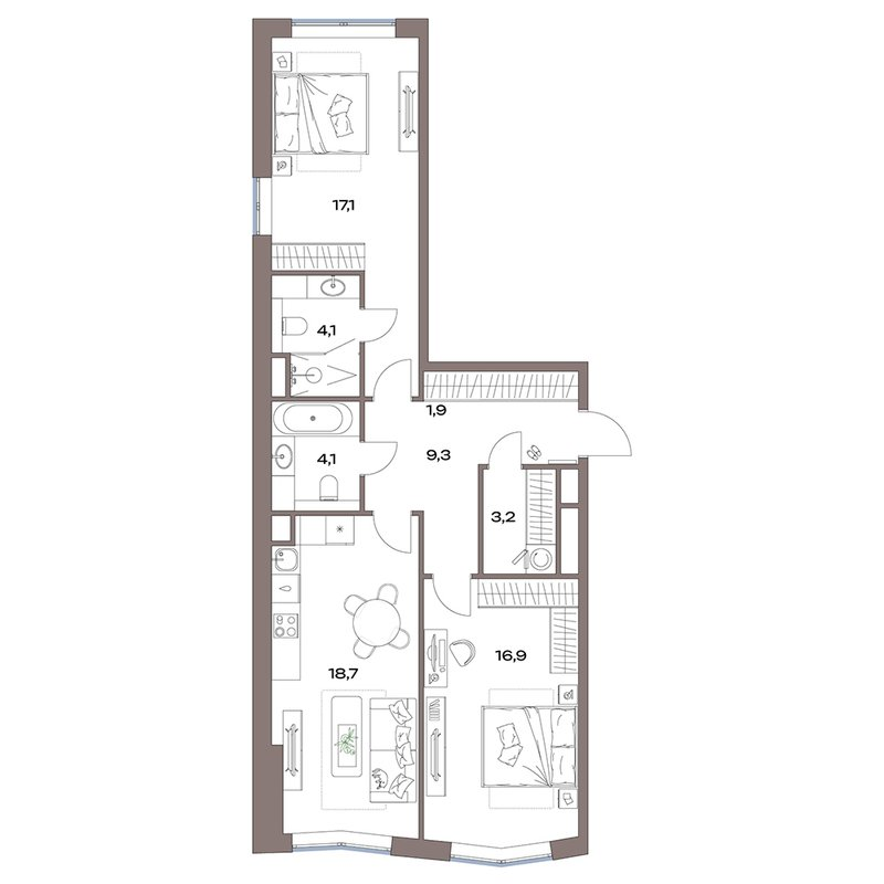 3 ккв (Евро) 75,3 м²