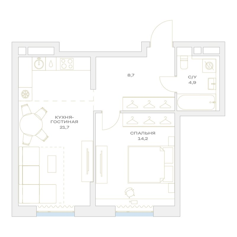 2 ккв (Евро) 49,5 м²