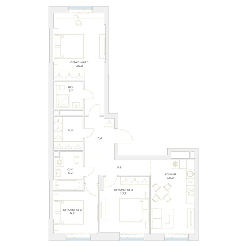 4 ккв (Евро) 81,3 м²