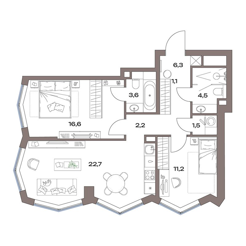3 ккв (Евро) 69,7 м²