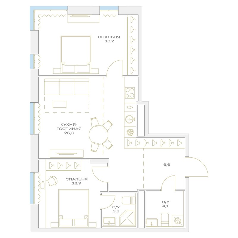 3 ккв (Евро) 71,4 м²