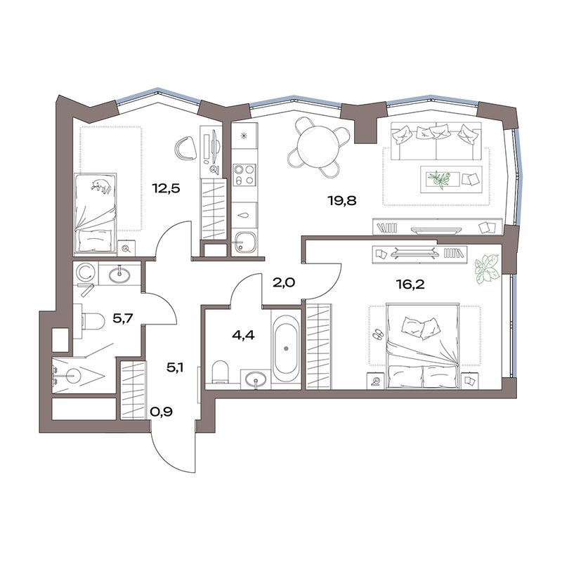 3 ккв (Евро) 66,6 м²