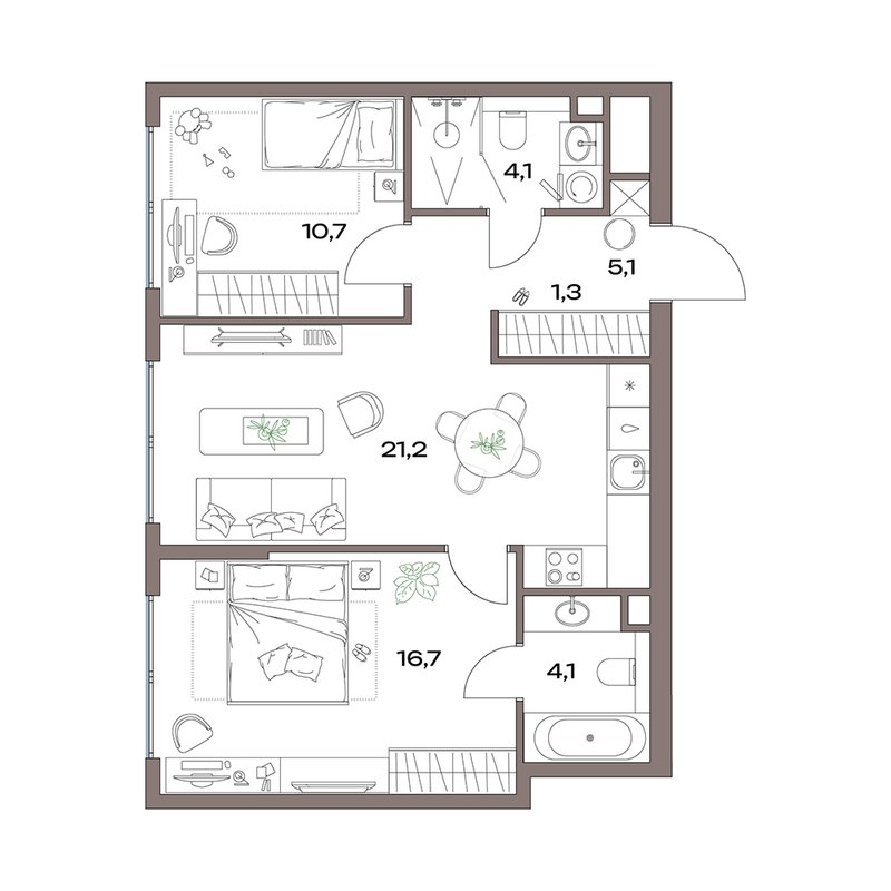 3 ккв (Евро) 63,2 м²