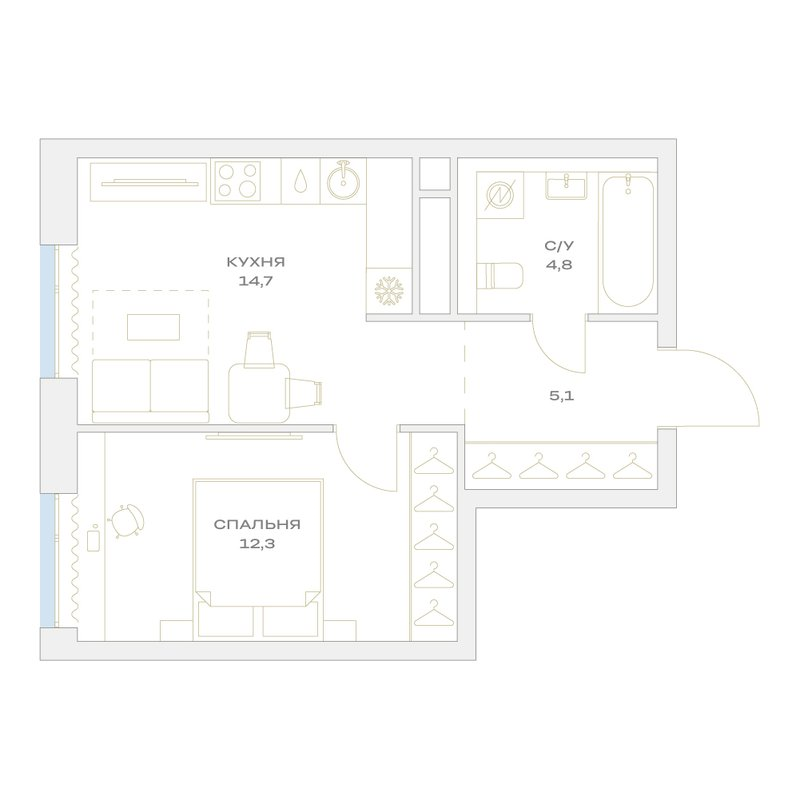 1 ккв 36,9 м²